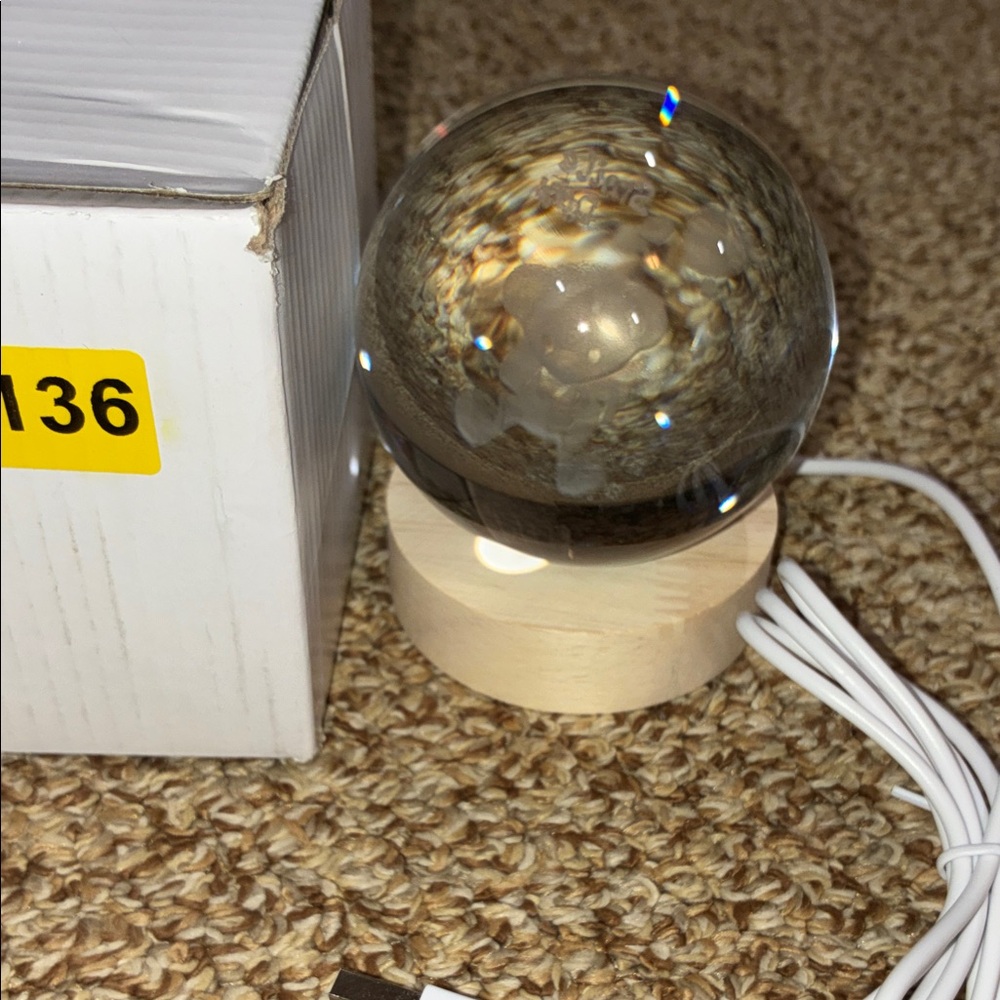 Crystal Ball LED Light with Wooden Base - Picture 3 of 6